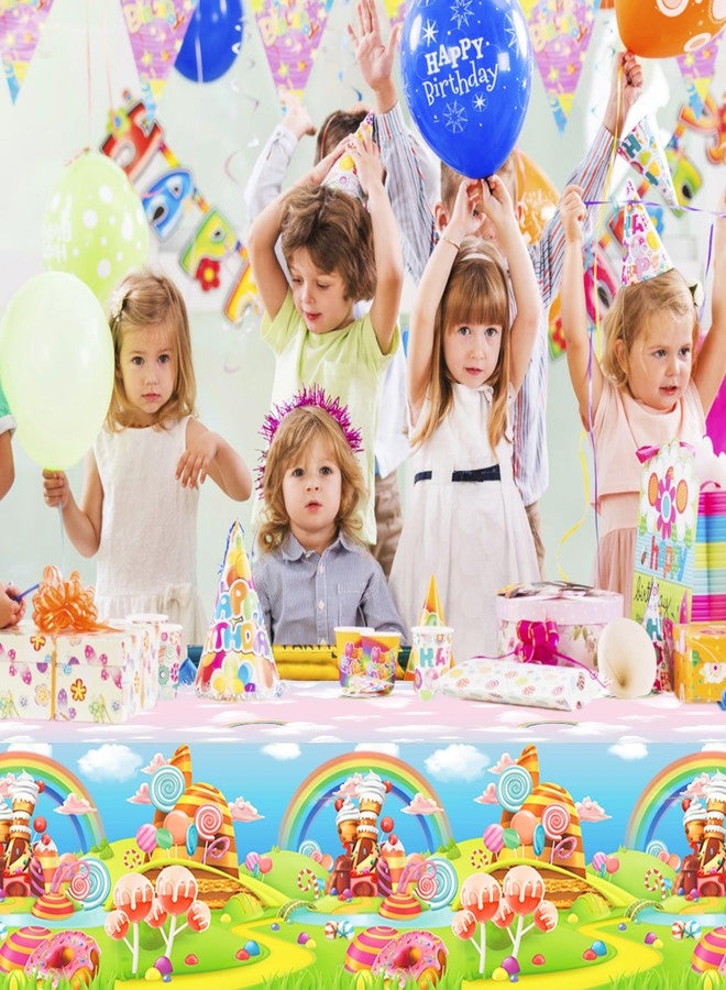 Lide Road 2 Pcs Lollipop Party Tablecloth Candy Land Tablecloths Candyland Themed Party Decoration Supplies Disposable Plastic Tablecloth Candy Castle Table Covers for Two Sweet Birthday Decoration,54 x 87In - Image 4
